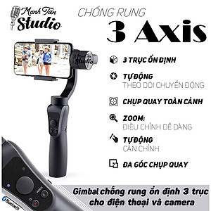 Tay cầm chống rung Gimbal 3 Axis Handheld - Gậy gimbal đa năng cho điện thoại adroid, IOS - 3 trục xoay, kết nối bluetooth, zoom xa gần ngay trên gậy - Tích hợp cổng USB sạc pin cho điện thoại - Hàng nhập khẩu