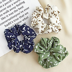 Dây buộc tóc vải chiffon mềm không nhăn HD60 họa tiết lá