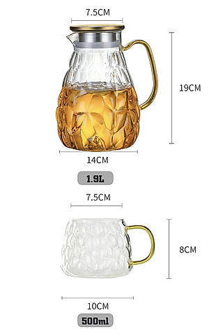 BỘ BÌNH ĐỰNG NƯỚC UỐNG THỦY TINH CAO CẤP KÈM 6 CỐC VÀ KHAY ( KHAY GIAO NGẪU NHIÊN ) VD82