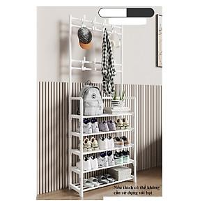 Kệ để giày dép kệ đựng giày thông minh đa năng chữ L 4 tầng 5 tầng thông minh có móc treo quần áo và đồ dụng khác