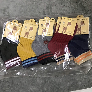 Set 5 Đôi Tất vớ trẻ em cotton mềm mịn thoáng mái cho bé trai bé gái - Tất cao cổ cho bé phong cách Hàn Quốc