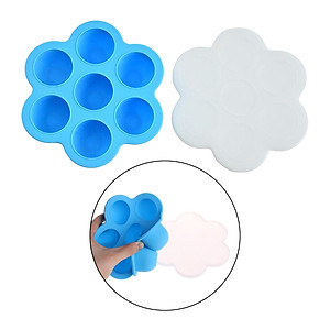 Silicone Infant Breast Milk Freezer Tray Weaning 7 Grids w/ Lid Crisper Ice Mould for Vegetable & Fruit Purees