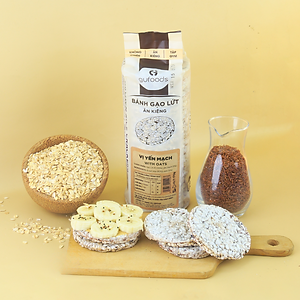 Bánh gạo lứt GUfoods (170g) - Không chiên dầu, Không đường, Từ gạo và ngũ cốc nguyên hạt, Lành mạnh, Phù hợp Eat clean, Ăn vặt healthy, Thực dưỡng, Tập gym, Thuần chay, Đa dạng hương vị