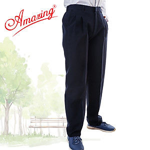 Quần xanh học sinh lưng thun, dây kéo trước, xếp mỗi bên 2 ly, dáng Baggy, size từ 15-110kg, Amazing