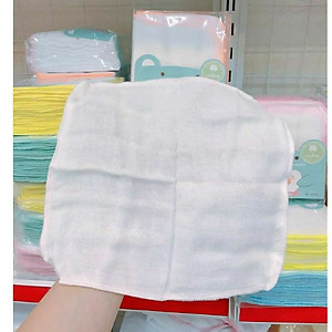 Bịch 10 Khăn sữa Cotton viền màu 4 lớp an toàn cho trẻ sơ sinh Aiko (Hàng Việt Nam xuất Nhật) - Kích thước 27cm x 25cm