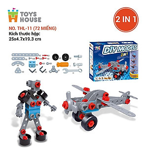 Đồ chơi phát triển kỹ năng cho bé - DIY MODELS, lắp ghép 3D mô hình 2 trong 1 Toyhouse 0620-TH110-TLH-1 nhựa mềm