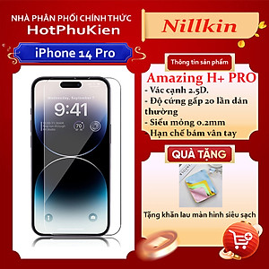 Miếng dán kính cường lực cho iPhone 14 Pro (6.1 inch) Nillkin Amazing H+ Pro (mỏng 0.2 mm, vát cạnh 2.5D, chống trầy, chống va đập) - hàng nhập khẩu