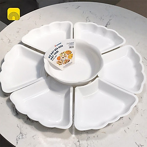 Bộ Bát Đĩa Hoa Mặt Trời 6811 Loại Bé Việt Nhật Nhựa PP Màu Trắng Dùng Để Bày Đồ Cúng