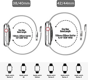 Dây Thép Milan Loop Từ Tính cho Apple Watch Series 1/2/3/4/5/6/7/8/9/SE1,2 & Apple Watch Ultra 1/2 Size 38/40/41/42/44/45/49mm - Hàng Chính Hãng