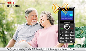 Điện thoại Masstel Fami 8 4G(LTE) Gọi HD call , Bàn phím chữ số lớn,Loa to - Hàng chính hãng