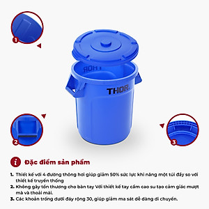 Thùng nhựa  tròn đa năng chịu lực THOR 38L thương hiệu TRUST 1011GN (không nắp)  phân phối bởi Cobi Home.