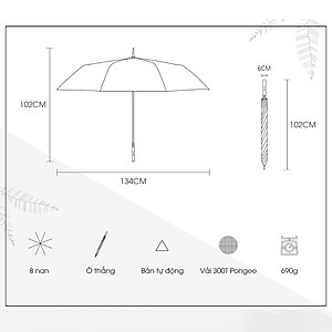 Ô dù cao cấp tán siêu to siêu rộng G30 NASON UMBRELLA Cán gỗ sang trọng khung trợ lực kép chống lật