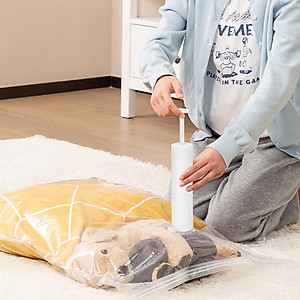 Bơm Điện - Bơm Tay Hút Chân Không Quần Áo Chăn Ga Gối Đệm Thú Bông Mành Rèm Deli - Phù Hợp Với Túi Hút Chân Không Đựng Quần Áo