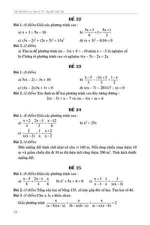 Sách 100 Đề Kiểm Tra Toán 8