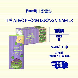 Thùng 12 hộp Trà Atisô không đường Vinamilk - Hộp giấy 1L