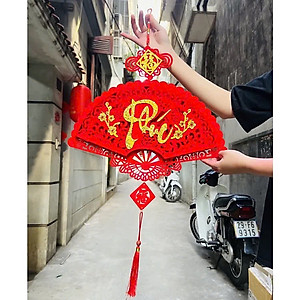 Dây Treo Trang Trí Tết Hình Quạt , Liễn Khánh Trang Trí Nhà Cửa, Dây Treo Chữ Chất Liệu Nhung Đẹp Bền Chúc Mừng Năm Mới 2025