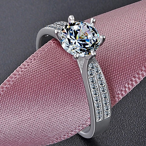 Nhẫn Nữ Bạc - Đính Đá Trắng - Bảo Hành Vĩnh Viễn ( Hàng Chính Hãng ) Bạc Hiểu Minh NU444