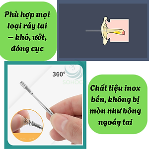 Bộ dụng cụ lấy ráy tai inox cao cấp- Bộ ngoáy tai y tế inox 304- Dụng cụ lấy ráy tai chuyên nghiệp- Bộ vệ sinh tai không đau, an toàn- Bộ dụng cụ ngoáy tai chống gãi rát- Que lấy ráy tai đa năng bằng thép không gỉ