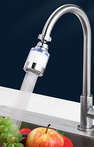Đầu vòi lọc nước KG057 rửa chén bát giúp tăng áp lực nước, tiết kiệm nước, có lõi lọc nước nano xoay 360 độ - Hàng chính hãng