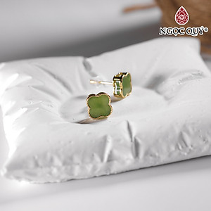 Bông tai cỏ 4 lá đá ngọc bích mệnh hỏa , mộc - Ngọc Quý Gemstones