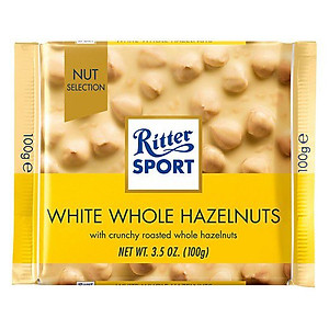 Combo 6 thanh Chocolate Ritter Sport Weisse Voll-Nuss vị White Choco nhân Hạt dẻ 100gr