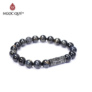 Vòng tay đá mắt hổ xanh đen phối charm hợp kim 8mm mệnh thủy,mộc - Ngọc Quý Gemstones