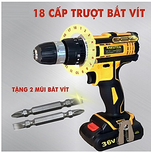 Bộ máy khoan pin RAKUTEN 36V  khoan tường, khoan sắt, khoan bê tông máy 2 pin, đảo chiều và mũi khoan