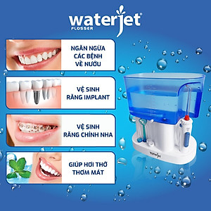 Máy tăm nước gia đình Waterjet Classic (5 đầu tăm, dùng được cho người niềng răng, có đầu cạo lưỡi) - Bảo hành 12 tháng