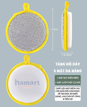 Miếng Bọt Biển Rửa Chén 2 Mặt Vải Lưới Tạo Bọt Rửa Bát Cọ Nồi Đa Năng Tiện Lợi