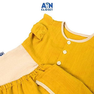 Bộ quấn áo ngắn bé gái Vàng be đũi xược - AICDBGEQANLZ - AIN Closet