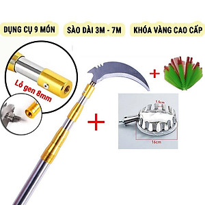 Bộ Sào Vợt Inox Hái Trái Cây Trên Cao 6M – Rút Dài, Kèm 4 Phụ Kiện Cao Cấp Loại 1