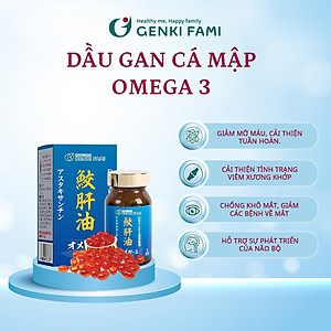 Combo Viên Uống Dầu Gan Cá Mập Omega 3, Bổ Mắt, Bổ Não, Tốt Cho Tim Mạch, Genki Fami Nhật Bản Hộp 90 Viên