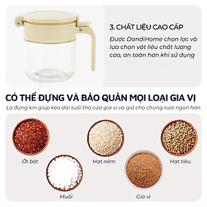 Set 3 hũ (lọ) đựng gia vị kèm khay DandiHome 250ml thủy tinh cao cấp tặng muỗng