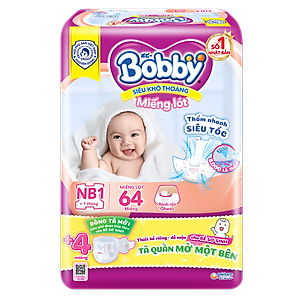 Miếng lót sơ sinh Bobby Newborn 1-64 miếng - Tặng 4 miếng Tã Quần Một Bên NB size S