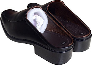 Dép nam bít mũi da bò Trường Hải màu đen đế cao 3.5cm HÌNH ẢNH THẬT