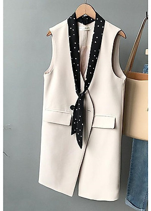 Áo Gile nữ dáng dài, màu be - BL1003