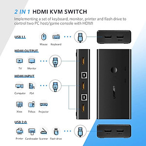 Bộ gộp tín hiệu HDMI từ 2 thiết bị vào 1 màn hình UGREEN 50744 - Hàng chính hãng