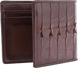 Ví Nam Da Cá Sấu Gai Đuôi Huy Hoàng HT2208 (12.5 x 10 cm) - Nâu Đỏ