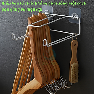 Giá treo móc áo dán tường tiện lợi- Kệ treo móc quần áo dán tường đa năng- Giá treo đồ gọn gàng không cần khoan- Kệ gắn tường treo móc áo và kẹp đồ- Giá đựng móc treo dán tường tiết kiệm không gian