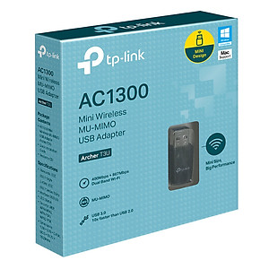 Bộ Chuyển Đổi USB MU-MIMO Không Dây Mini TP-Link AC1300 Archer T3U - Hàng Chính Hãng