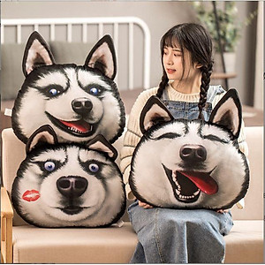 Gối ôm gấu bông chó Husky mặt ngáo - Thú Nhồi Bông - Đồ chơi sang trọng