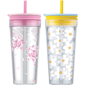 Ly nhựa 2 lớp có ống hút LocknLock Bucket Cold Cup with Straw HAP520 580ml