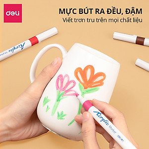 [MỚI] Bút Sơn Acrylic Marker Deli THÊM 80% MỰC - 12/24/36/48/64 Màu Tô Trên Mọi Chất Liệu DIY Vẽ Giày Vải Chai Lọ Nhựa