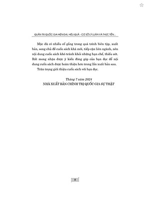 Quản trị quốc gia hiện đại, hiệu quả cơ sở lý luận và thực tiễn ở Việt Nam hiện nay - bản in 2024 (bìa cứng)