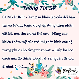 Bộ Đồ Chơi Xếp Hình thay quần áo gia đình nhà Thỏ- Gấu- Động Vật- Chất liệu gỗ, có nam châm