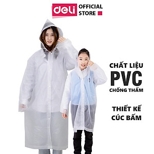 Áo Mưa Trong Suốt Deli Cho Người Lớn Và Trẻ Em - Vải Chống Thấm Cao Cấp - Dáng Dài Thời Trang - DL553010 / DL553011