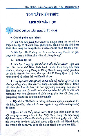 Sách Tóm Tắt Kiến Thức - Kĩ Năng Lớp 10 - 11 - 12 Môn ngữ Văn Chuẩn Bị Cho Kì Thi THPT Quốc Gia