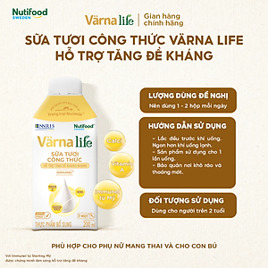 Thùng Thực phẩm bổ sung Värna Life sữa tươi công thức (Vàng) (12 hộp x 200ml)