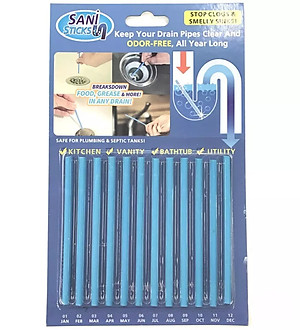 Vỉ que thông cống tiện ích, mỗi vỉ 12 que,que thông tắc khử mùi cống - bồn cầu - bồn rửa mặt (Màu ngẫu nhiên)