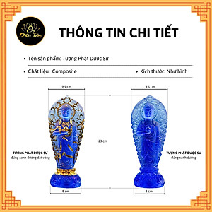 Tượng phật dược sư lưu ly tượng dược sư đứng hào quang xanh dương trang trí 23cm phong thủy, thờ cúng Diệu Tâm